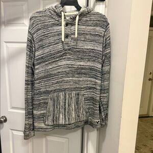 American Eagle Outfitters Gray Marled Hooded Crewneck Sweater